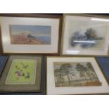 Pictures to include Alfred Cox - a landscape with goats, an early 20th century watercolour of an