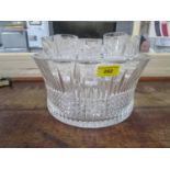 A Waterford Lismore Diamond pattern cut glass Vodka shot glasses set comprising a crystal bowl,