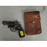 A Dan Wesson BB CO2 revolver pistol .177 calibre serial number 13E15837, along with a leather pouch