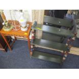 Mixed furniture to include a Chinese, side table and a three tier painted wall hanging