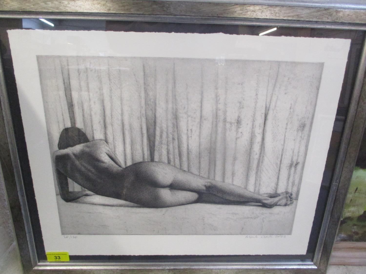 Mark Clark framed limited edition print depicting a nude 15 1/2" x 12"