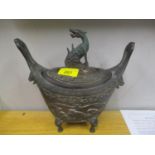 An early 20th century Japanese bronze incense burner