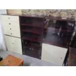 A set of modern mahogany finished wall units