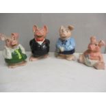 A set of Wade Nat West pig money boxes (4)