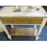 A modern part cream painted pine single drawer side table