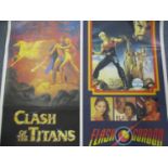 A collection of 1980s and later well-known movie posters to include Flash Gordon