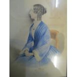 An early 19th century Georgian watercolour portrait of a seated lady, unsigned 8 3/4" x 5 7/8"