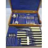 A canteen of silver plated cutlery by J H Potter, Silversmith, Sheffield in an oak case, six-setting