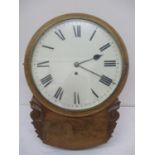 A Victorian walnut drop dial wall clock having a 12" dial, fitted with a chain fusee movement,