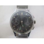 A Sekonda USSR gents stainless steel, manual wind chronograph wristwatch. The black dial inscribed