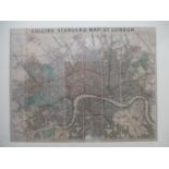 A mid 18th century Collins standard folding map of London on linen in thirty two sections, steel