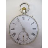 An early 20th century silver, open face pocket watch having a white enamel dial with subsidiary