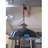 An Industrial Central European circa 1940 ceiling hanging light, re-wired