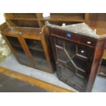 A Georgian mahogany astrigal glazed corner cabinet, together with a wall hanging bookcase