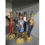 A collection of five Capodimonte ceramic figures modelled as British Military Officers of the