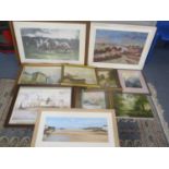 Mixed framed pictures to include A A Denton, oil on canvas depicting sailing boats, oil painting