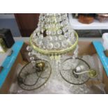 Mid 20th century lights comprising two pairs of bag lights with faceted drops, and a pair of