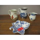 A quantity of 19th century British ceramics to include a pearlware, sparrow beak jug, a pickle dish,