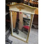 A gilt framed wall mirror crest with basket and swag above rectangular plate, 39 1/2"h x 25"w