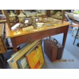 A 19th century mahogany single drawer side table, together with two inlaid mahogany armchairs with