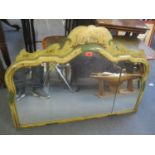 A 1930s chinoiserie bevelled mirror with arched top and three inset looking glasses 28"h x 40"w