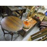 Edwardian and vintage furniture to include a butler's tray, a tiled top table, a swing mirror, a