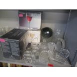 A quantity of 20th century glassware to include a witches ball, glass napkin rings and