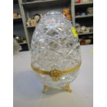 An Imperial Collection of Faberge cut glass Vodka decanter and caviar set, egg shaped box with