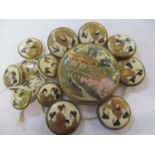 A collection of early 20th century Satsuma buttons and a belt buckle