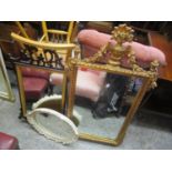 Three mirrors to include a Chippendale style mirror, French gilt mirror and a small white painted