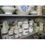 Vintage German ceramic kitchen canisters and mixed modern jugs and china to include an Emma