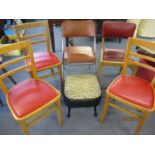 Vintage furniture to include three Ben chairs and another, a Samsonite folding chair and a stool