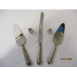 Silver to include Kings pattern serving implements with stainless steel blades and two white metal