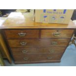 Early Victorian mahogany straight fronted chest of drawers circa 1840, two short and three long