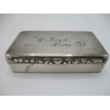 A Victorian silver snuff box, Birmingham 1844, by Edward Smith, having overall engine turned
