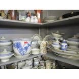 Early to mid 20th century ceramics to include blue and white tableware and large meat platters