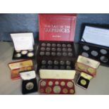 A sixpence collection in bespoke cabinet, together with proof sets, uncirculated sets, medal etc
