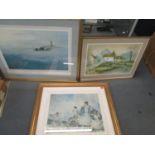 Three framed and glazed signed prints - Leonard Pearman - 'Enemy Coast Below' limited edition,