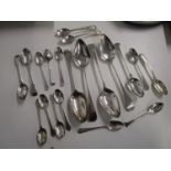 A quantity of Georgian and later silver spoons, various makers and dates, total weight 456.6g