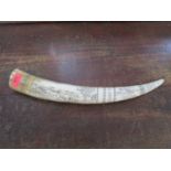 A composition resin copy of a scrimshaw tusk