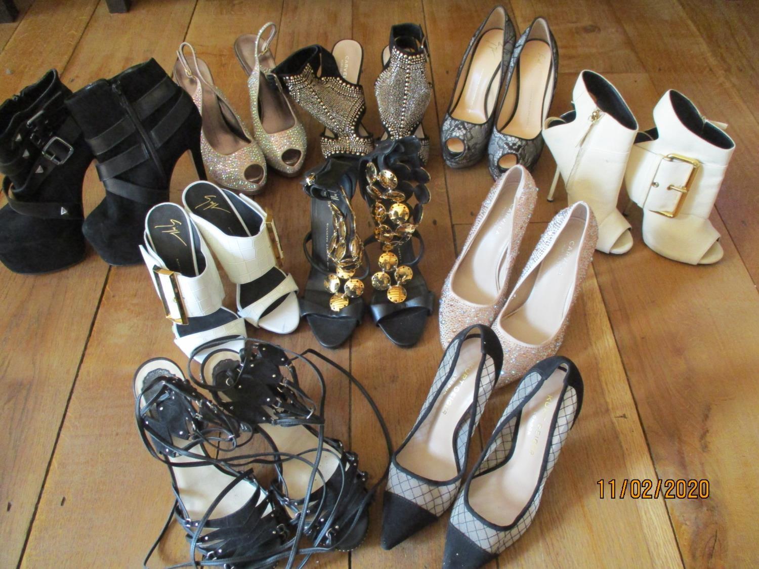 Ten pairs of designer ladies fashion shoes of various sizes 36-38 to include Cavela, Kurt Geiger and