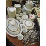 A Noritake Madeleine pattern dinner service, together with stainless steel cutlery to include a
