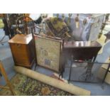 A mixed lot of furniture to include two Windsor armchairs, Edwardian coal purdonium, two fire
