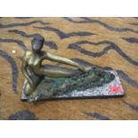 A cast part patinated bronze lady