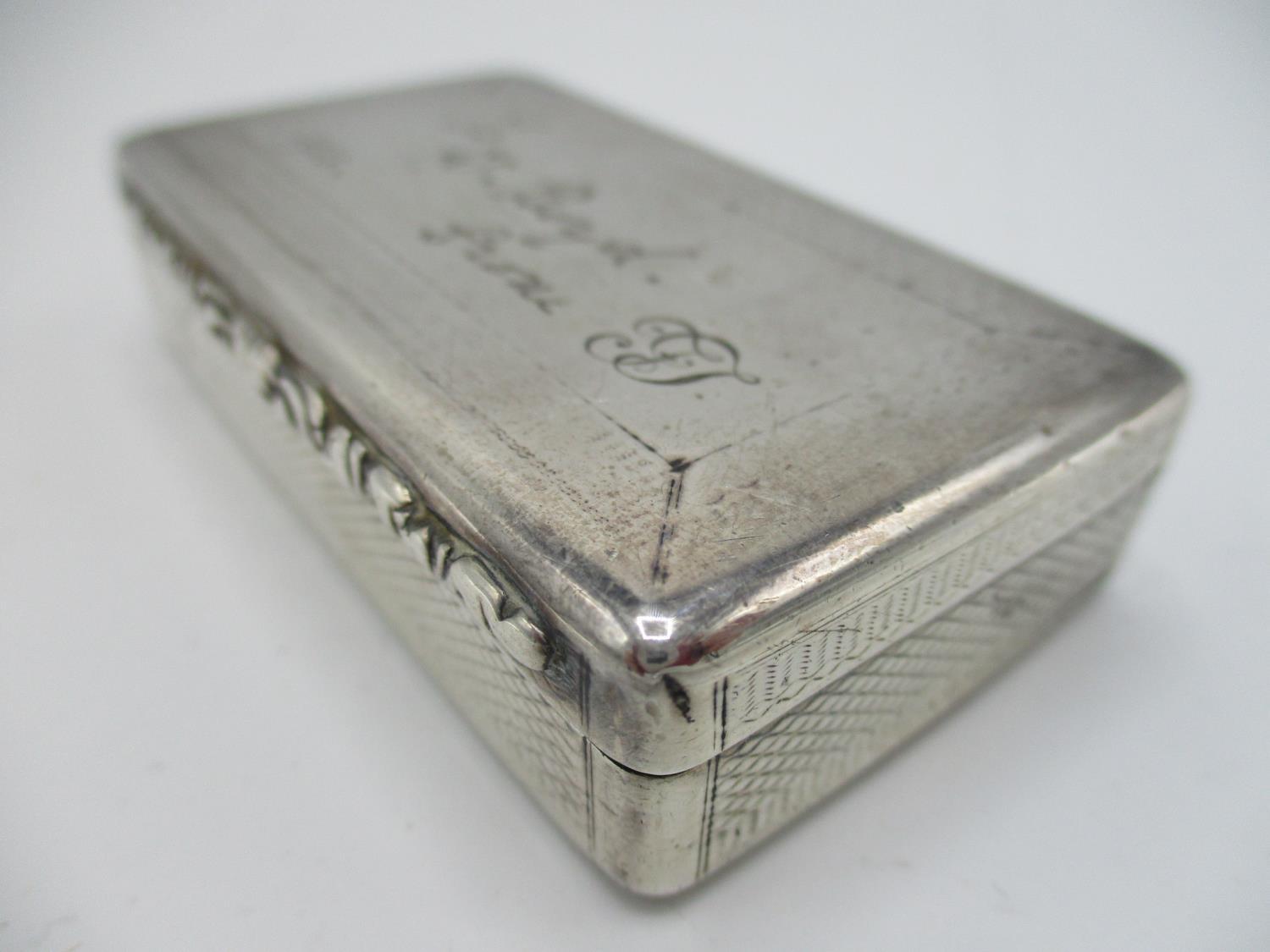 A Victorian silver snuff box, Birmingham 1844, by Edward Smith, having overall engine turned - Image 2 of 7