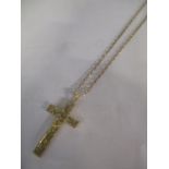 A 9ct gold cross and necklace, 14g
