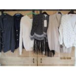 A quantity of High Street ladies clothing to include an H&M wrap style jacket with long black tassel