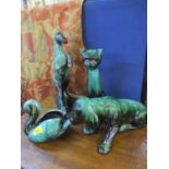 A quantity of vintage Blue Mountain pottery models of animals