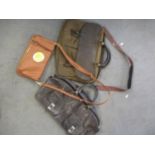 A Barbour gents wax and leather Tarras bag together with a ladies shoulder bag in mid brown leather,