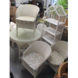 A selection of Lloyd Loon furniture to include six chairs, glass topped table, a bookcase, a